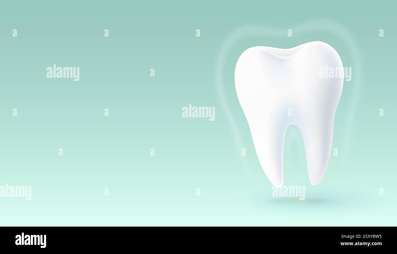 Tooth white, 3D illustration of a tooth on a light background. Vector ...