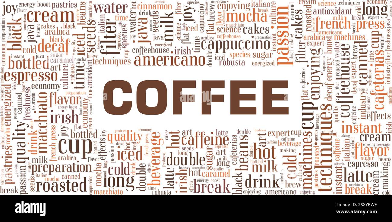 Coffee vector illustration word cloud isolated on a white background. Stock Vector