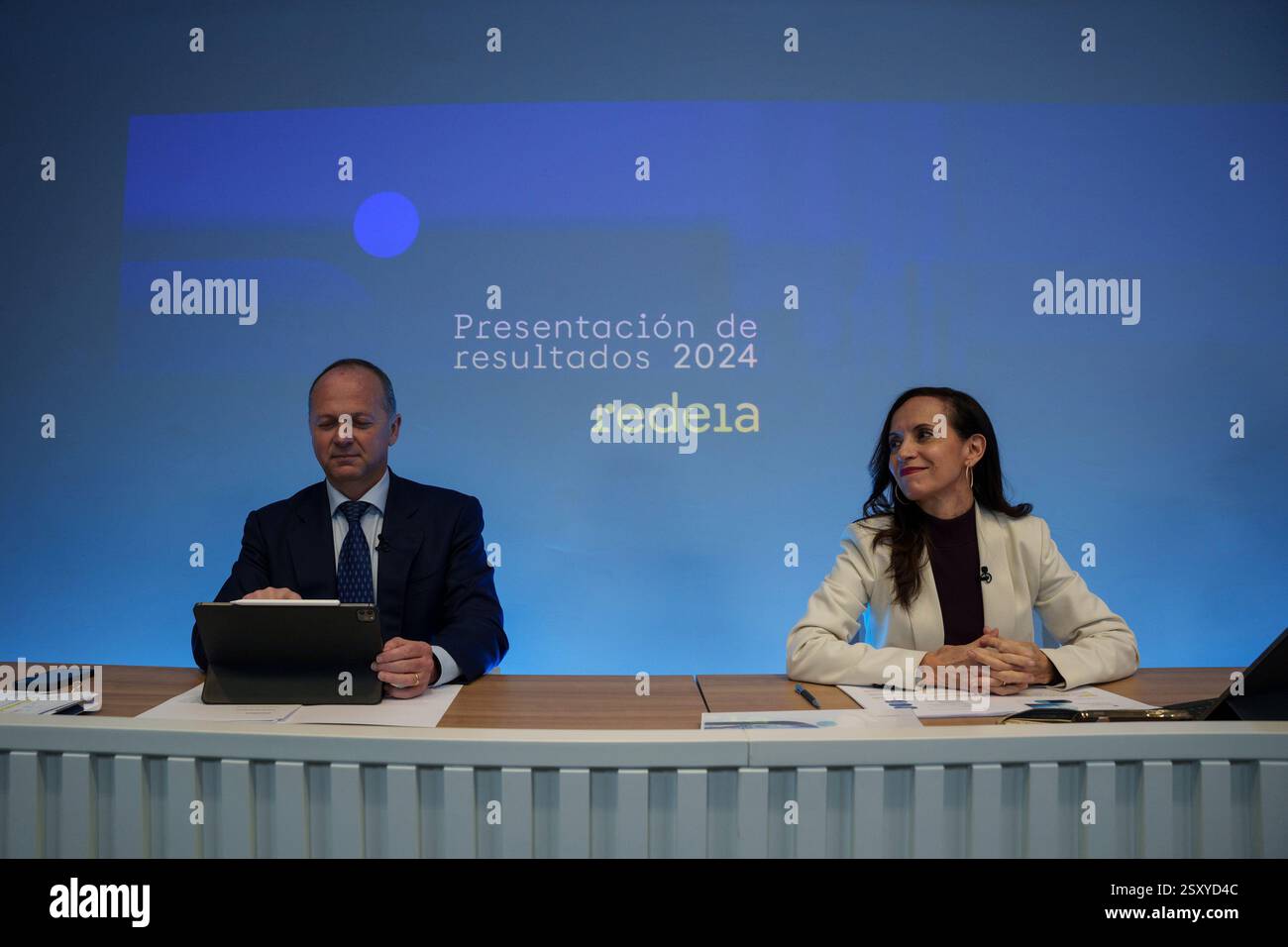 Redeia CEO Roberto García Merino and Redeia Chairwoman Beatriz Corredor ...