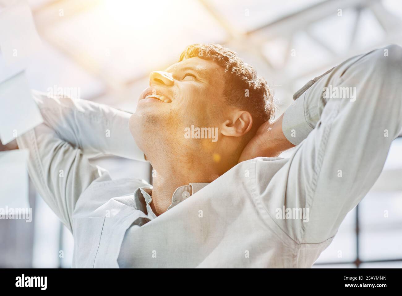 Businessman, sticky notes and work schedule for project planning Stock Photo