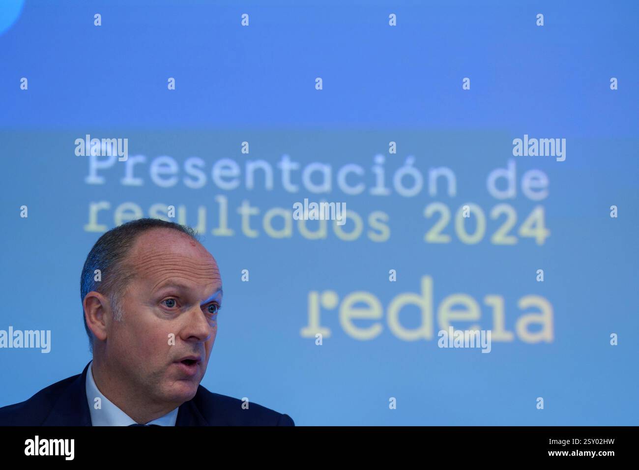 Redeia's CEO, Roberto García Merino, during Redeia's results ...