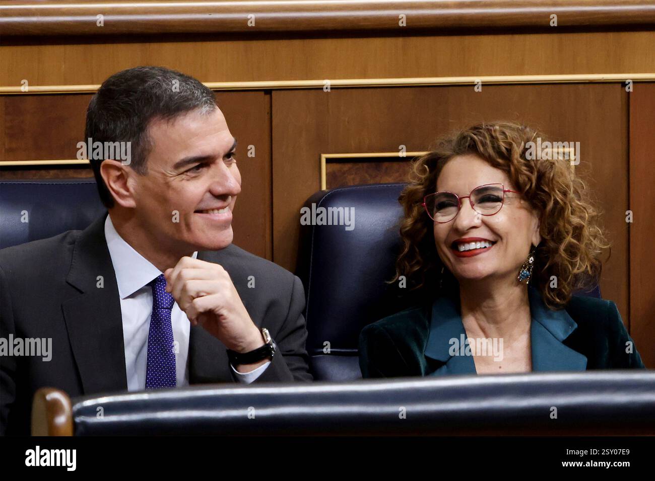 Madrid, Spain; 02/26/2025.- Pedro Sánchez president of Spain and Maria ...