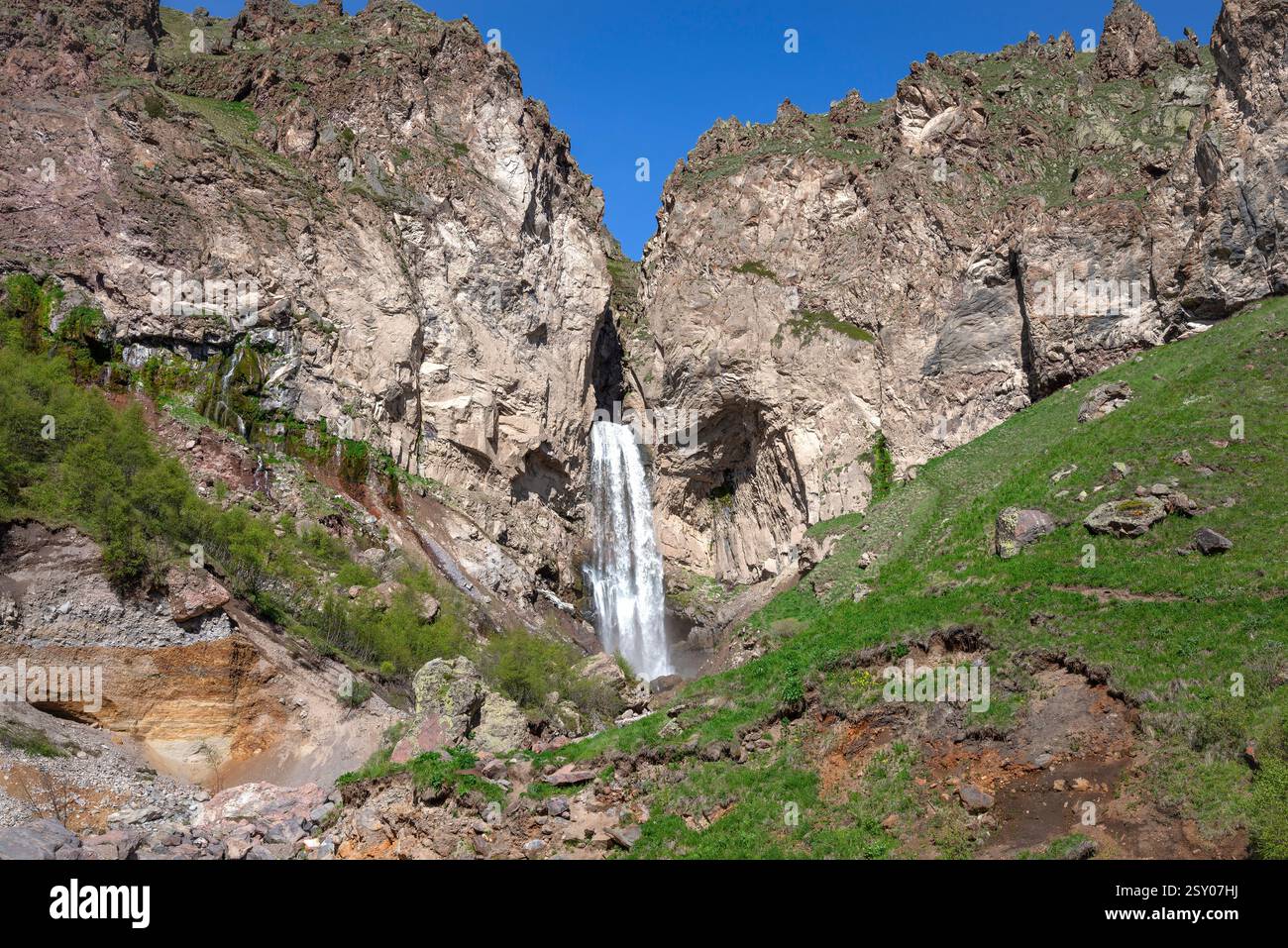View on the waterfall Sultan-Su. Jily-Su tract, Kabardino-Balkaria, Russia Stock Photo