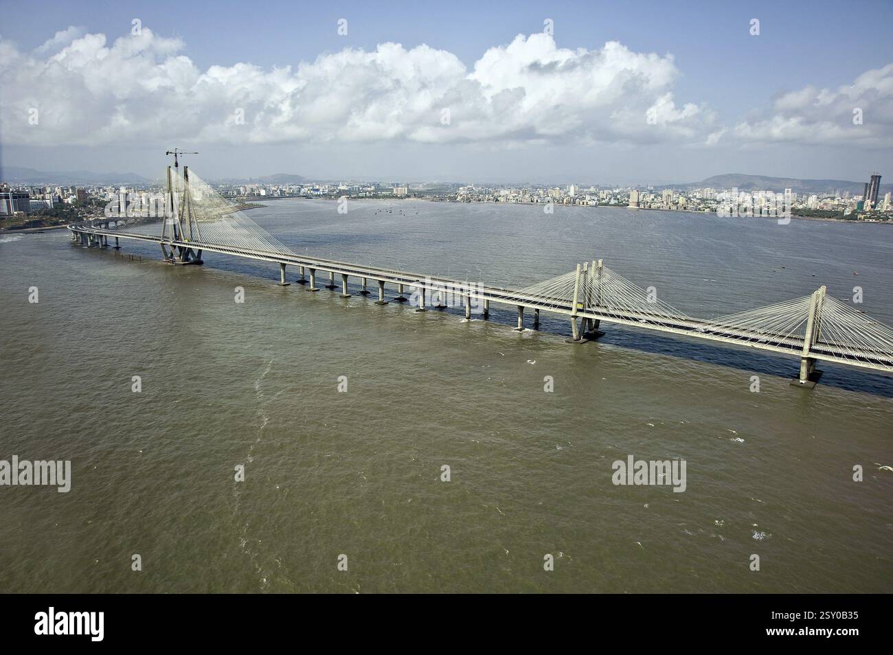 Aerial view of worli bandra sea link at bandra mumbai maharashtra India Stock Photo