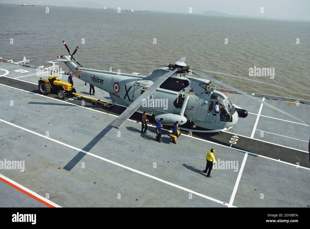 Mi/18 MI 18 helicopter of indian navy landed deck of aircraft carrier INS ...