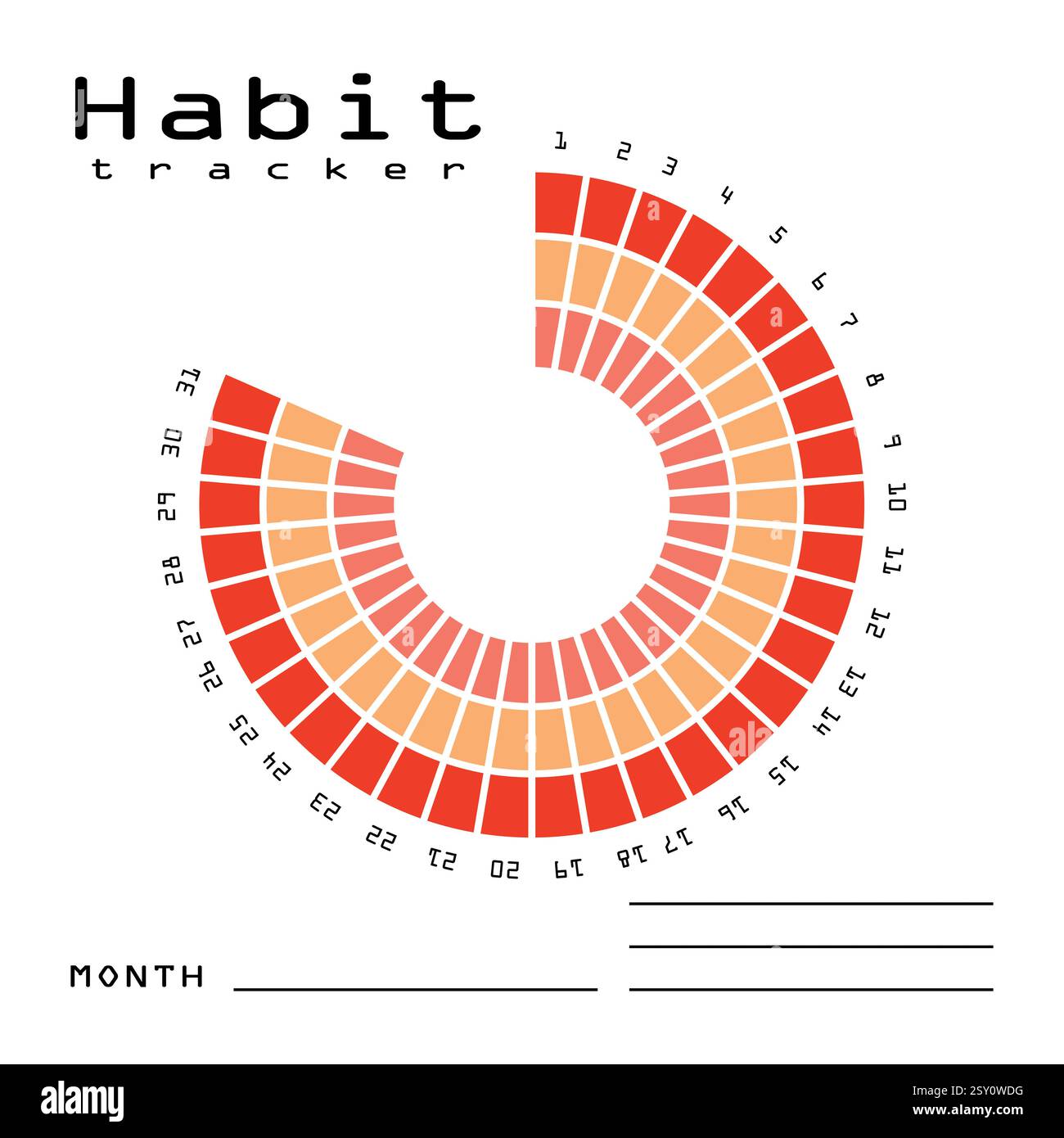 Habit tracker for MONTH. Template mockup. Vector personal organizer. Minimalist simple planner Stock Vector