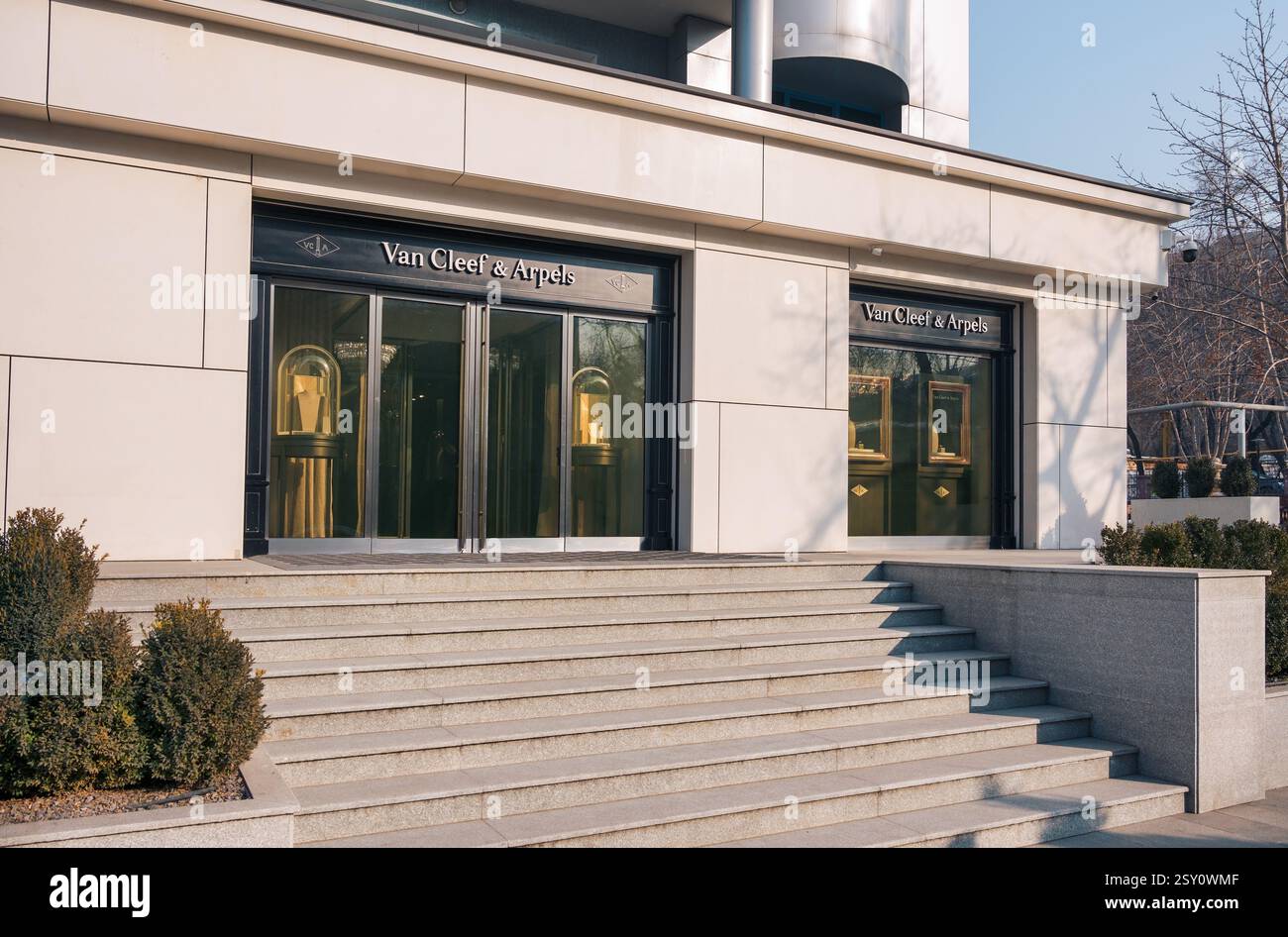 Almaty, Kazakhstan - February 21, 2025: Van Cleef and Arpels store. Jewelry Stock Photo