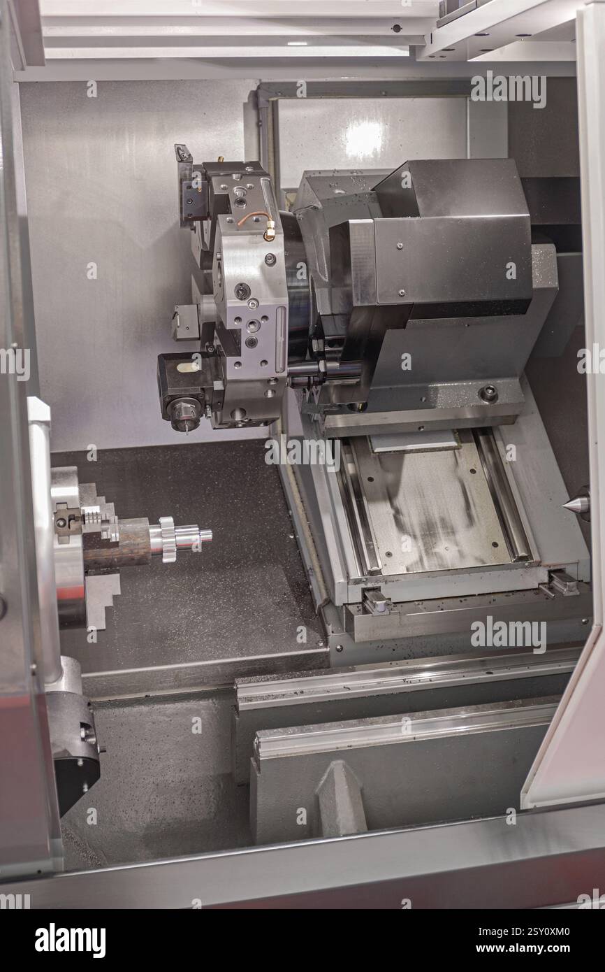 Turning Cnc Lathe Rotating Head and Turret Machine Metal Production ...