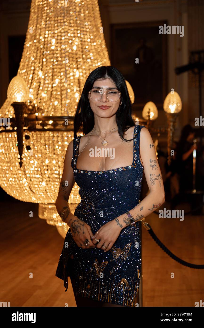 Mia Khalifa attends Annie's Ibiza AW25 runway show during London Fashion Week Feb 2025 at 1
