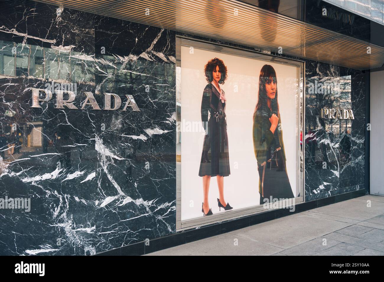 Almaty, Kazakhstan - February 21, 2025: Prada boutique. Fashion brand Stock Photo