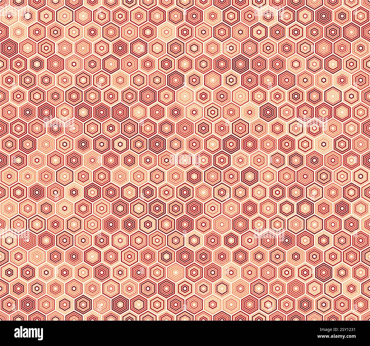 Geometric background. Hexagon stacked mosaic background. Red color tones. Hexagon geometric shapes. Tileable pattern. Seamless vector illustration. Stock Vector