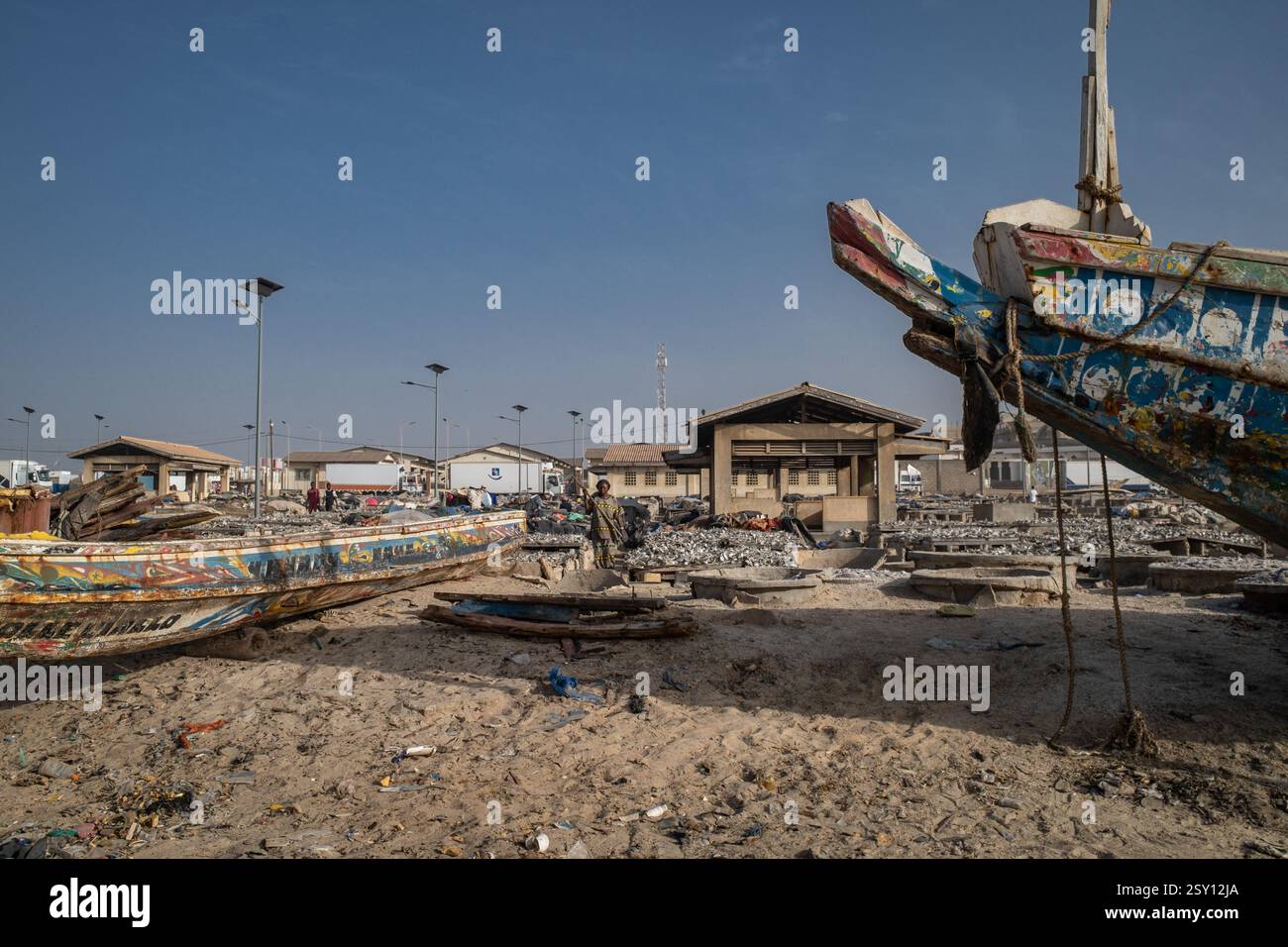 Cayar An artisanal fish drying processing site in Cayar, in the Thies region ...