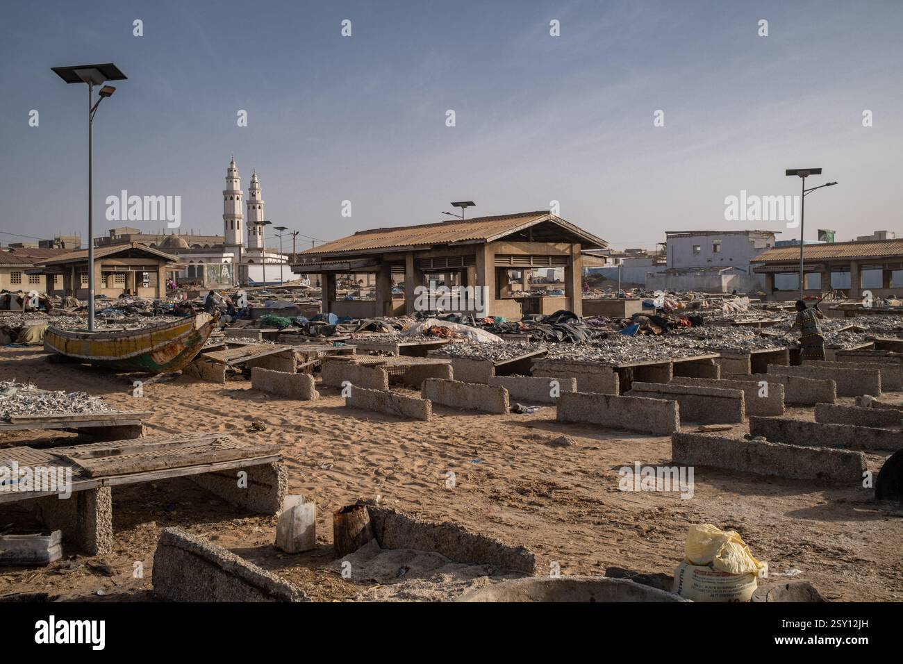 Cayar An artisanal fish drying processing site in Cayar, in the Thies region ...
