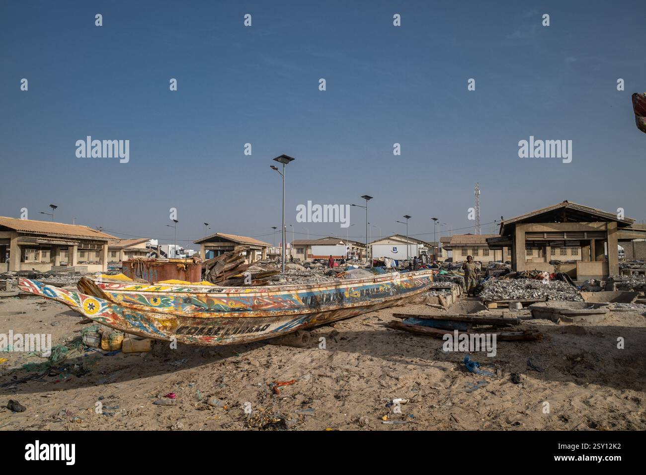 Cayar An artisanal fish drying processing site in Cayar, in the Thies region ...