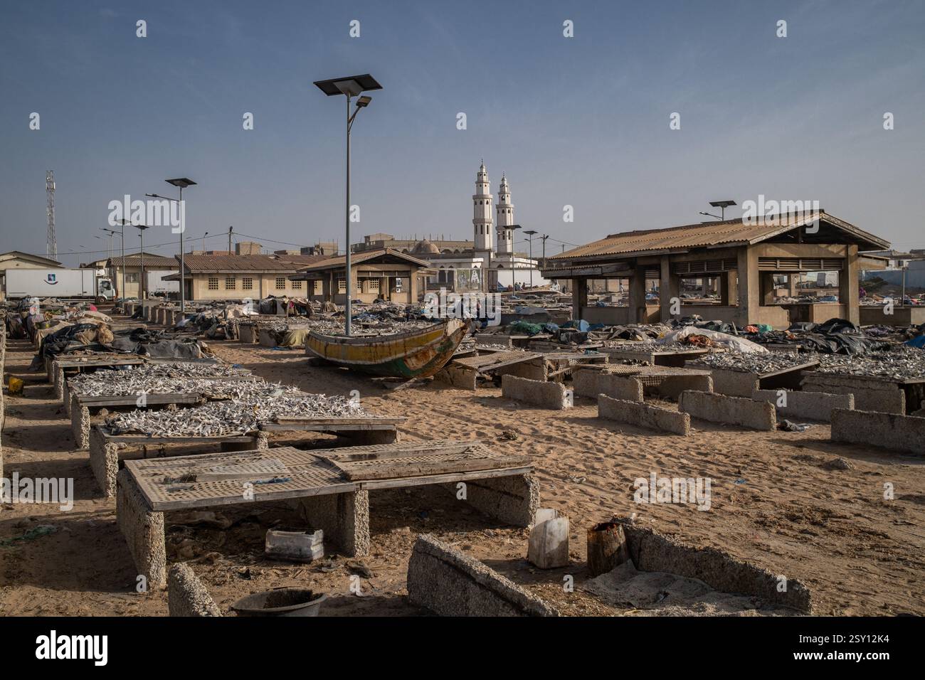 Cayar An artisanal fish drying processing site in Cayar, in the Thies region ...