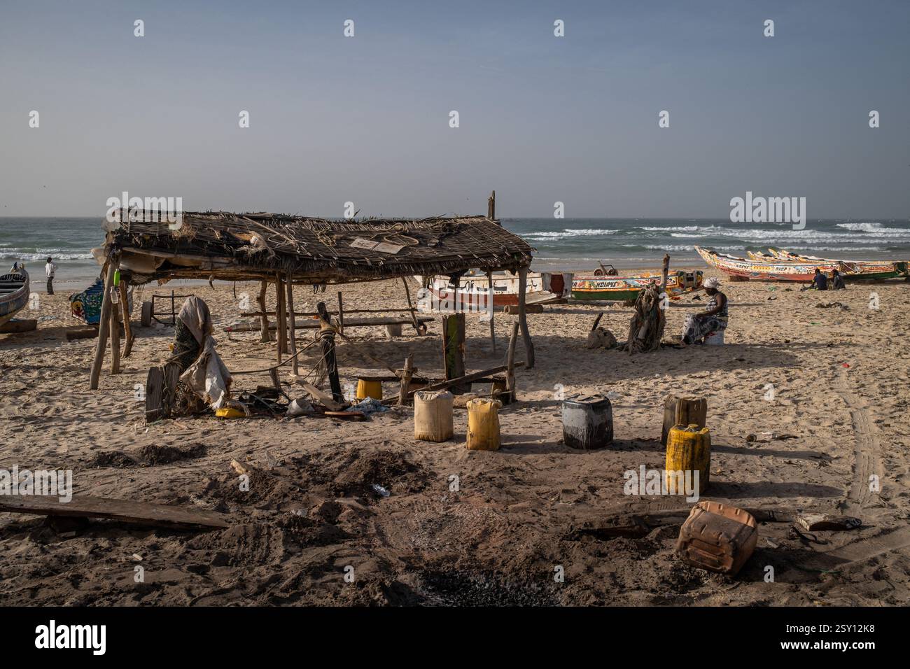 Cayar An artisanal fish drying processing site in Cayar, in the Thies region ...