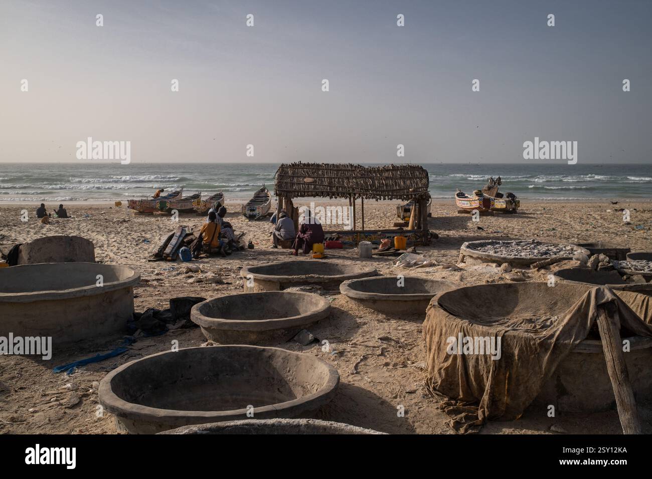 Cayar An artisanal fish drying processing site in Cayar, in the Thies region ...
