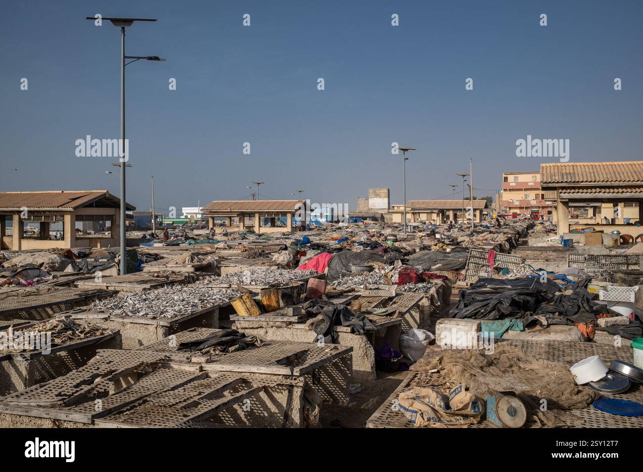 Cayar An artisanal fish drying processing site in Cayar, in the Thies region ...