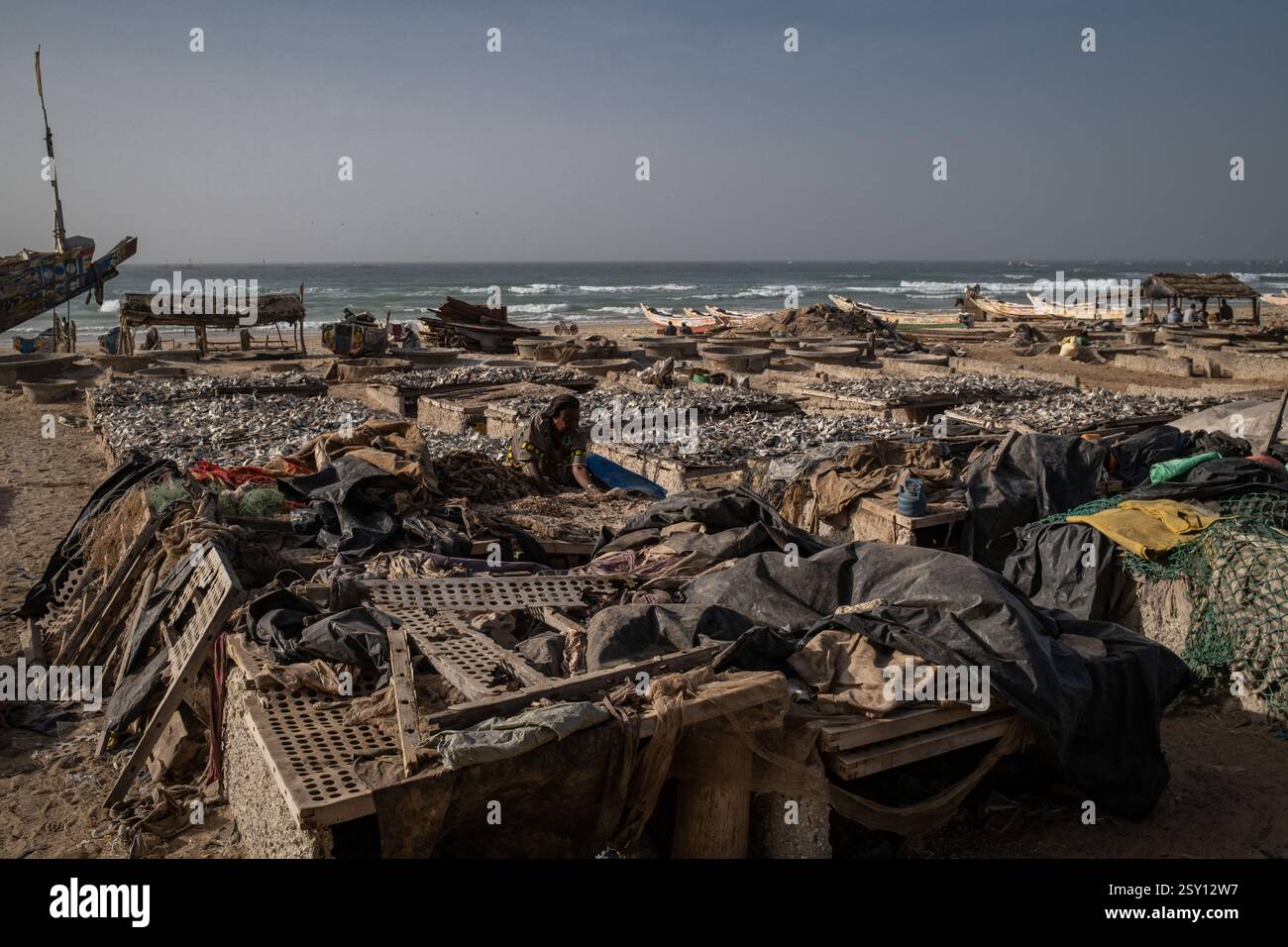 Cayar An artisanal fish drying processing site in Cayar, in the Thies region ...