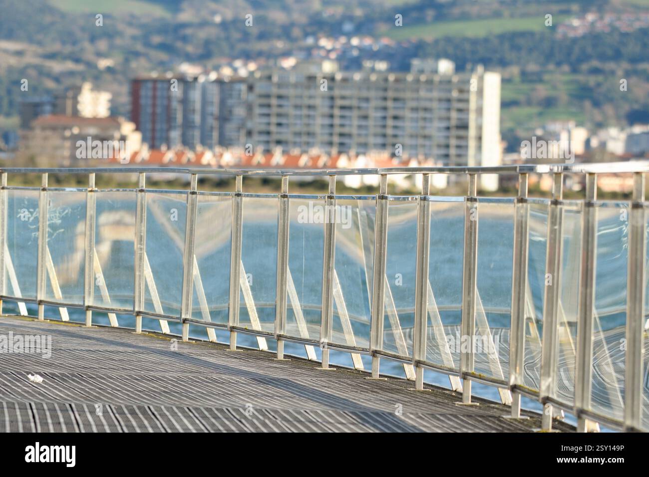 Promenade Railing Glass railing on the Santoña promenade Stock Photo - Alamy