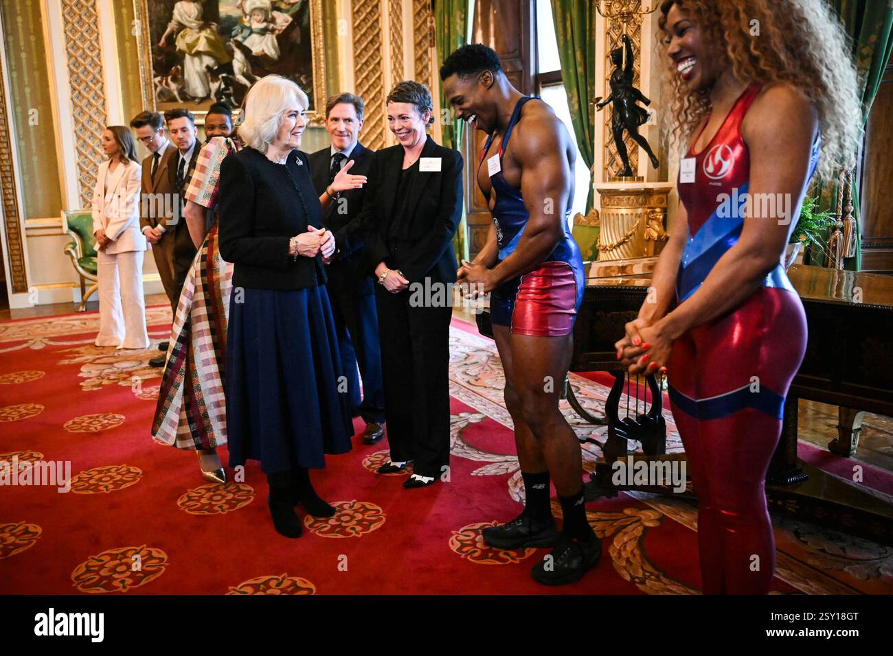 Queen Camilla meets Gladiators Nitro aka Harry AikinesAryeetey and Fire aka Montell Douglas