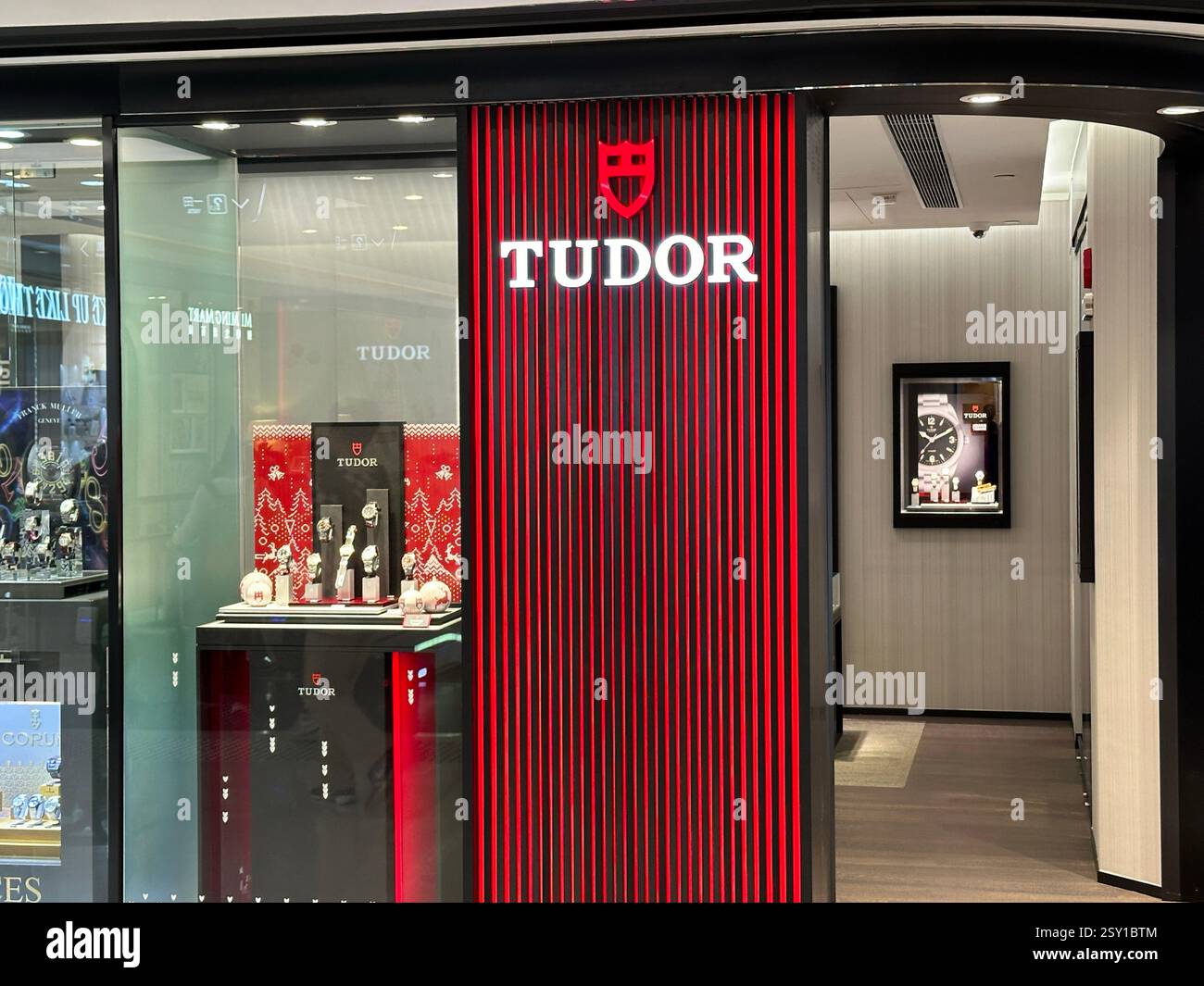 Hong Kong, China - Dec 13, 2023: Tudor Watches store. - Smartphone Captured Stock Image