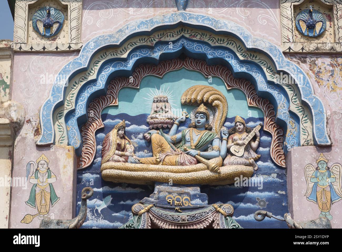 Lord vishnu resting on sheshnaag statue math, puri, orissa, india, asia ...