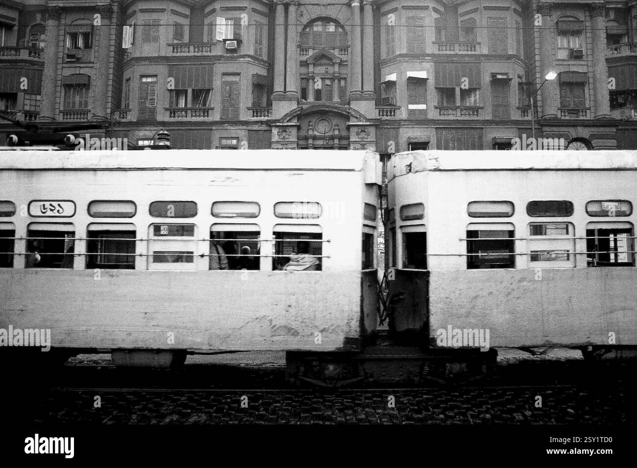 Electric tram at Chowringhee Calcutta Kolkata West Bengal India Asia 1989 Stock Photo