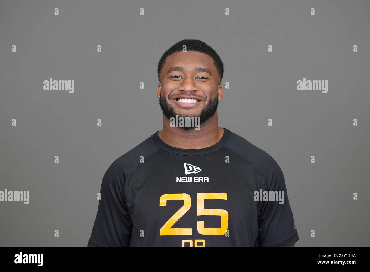 Kansas running back Devin Neal (RB25) poses for a portrait at the NFL ...