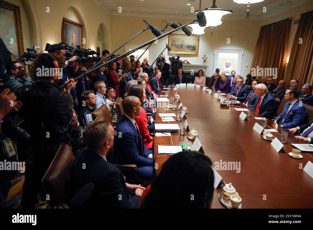 President Donald Trump holds a Cabinet meeting at the White House in ...
