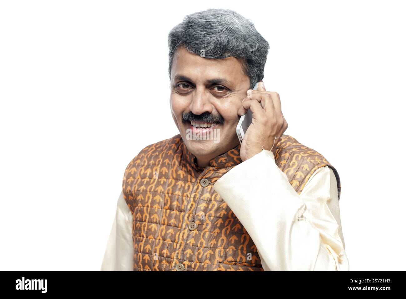 Man politician talking on mobile phone, india, asia, mr#790g Stock Photo