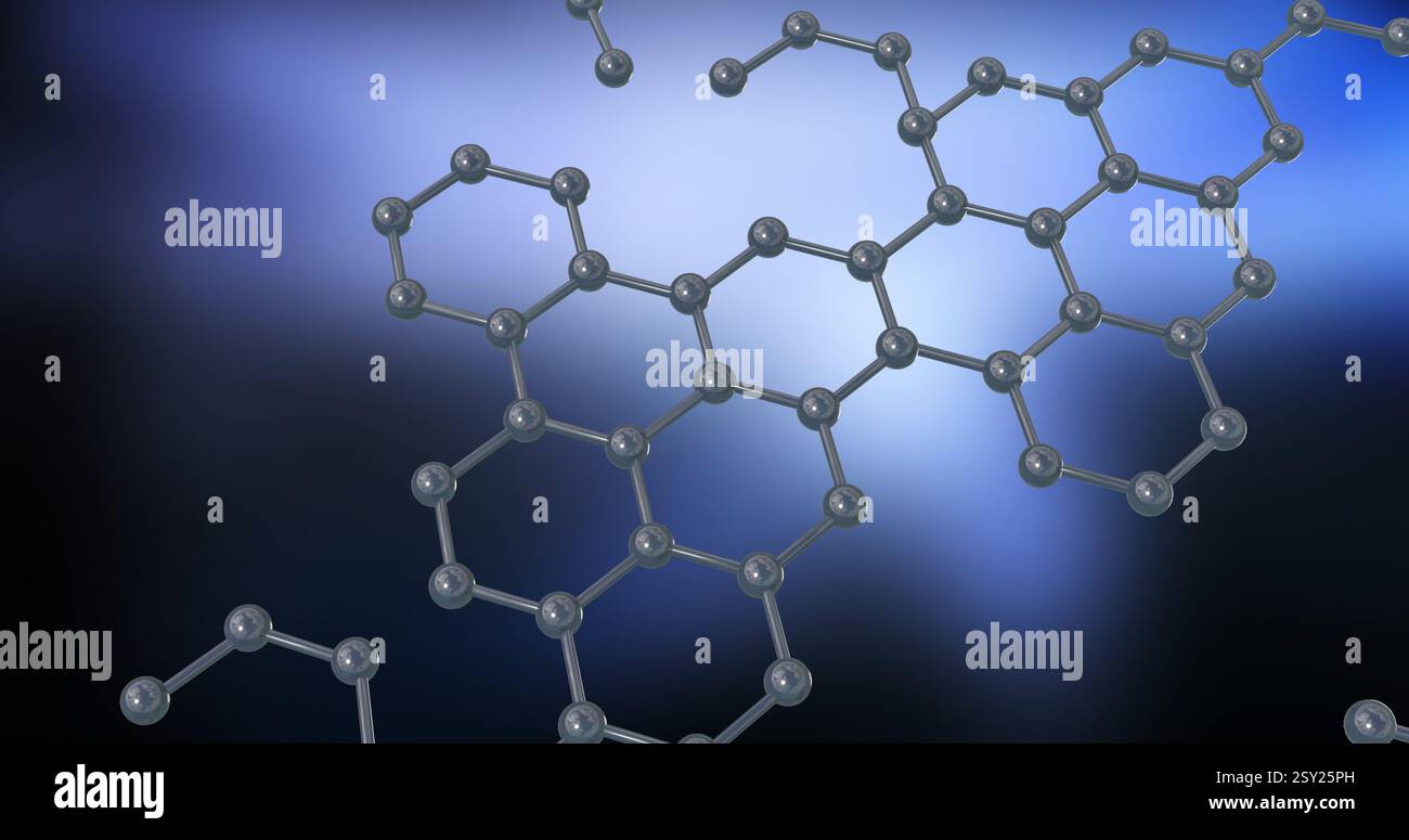 Image of molecules on blue background Stock Photo