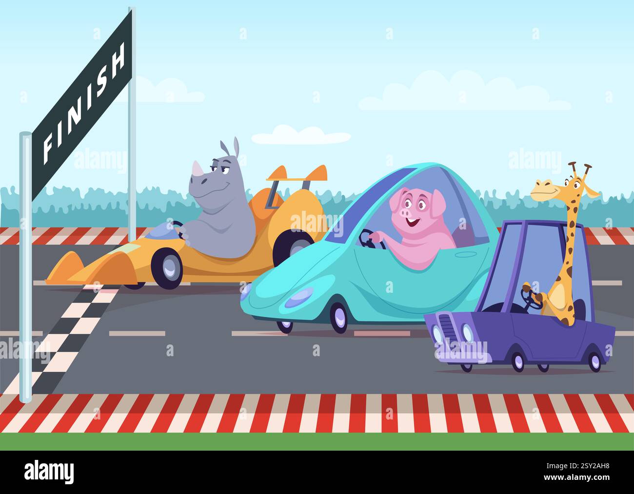 Cars driving on asphalt road Stock Vector Images Alamy