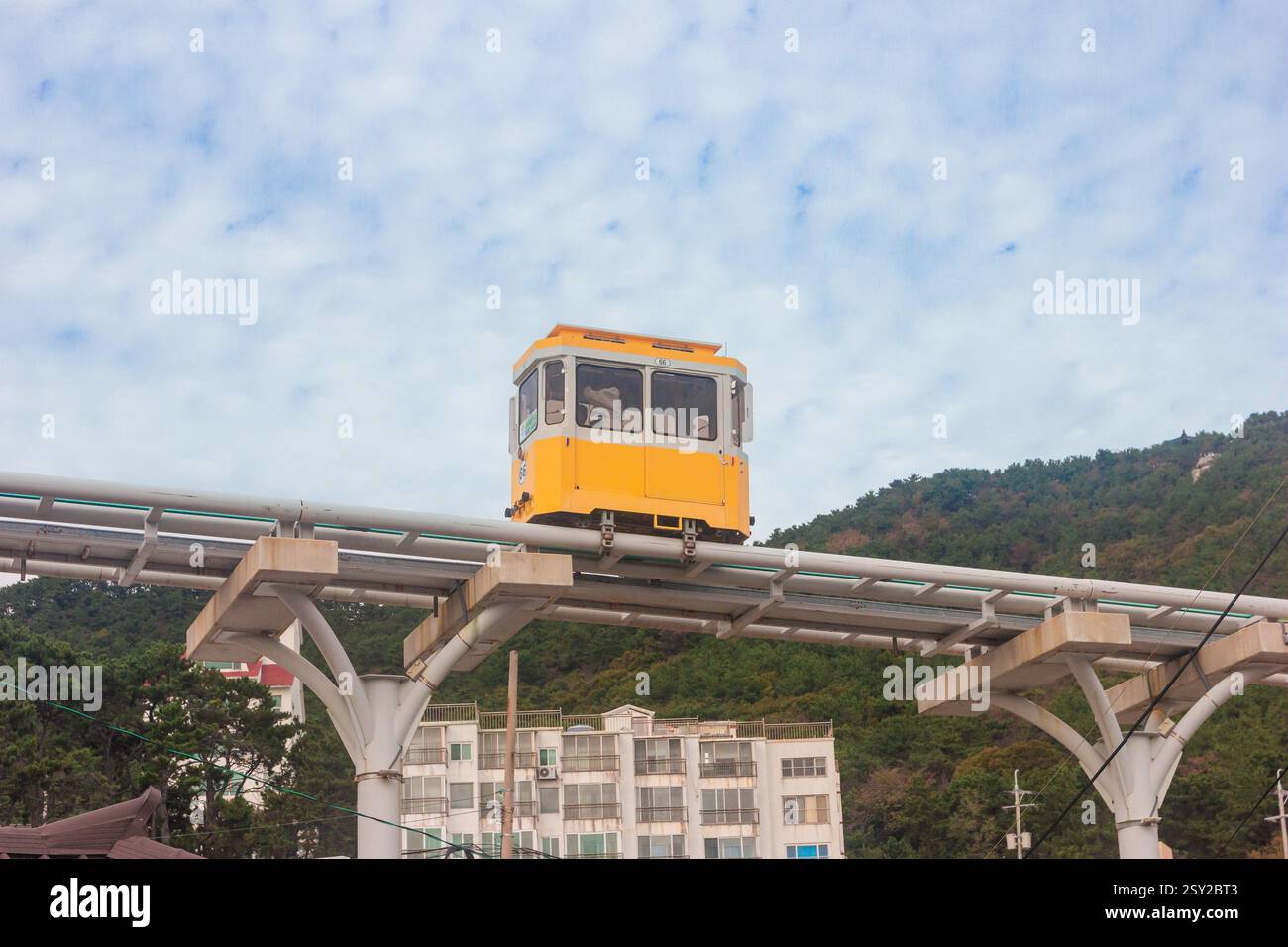 Busan, South Korea - October 29, 2024: Colorful sky capsule trains on ...