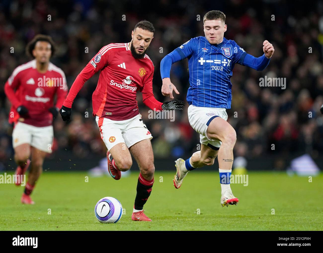 Manchester UK 26th Feb 2025 Noussair Mazraoui Of Manchester United manchester-uk-26th-feb-2025-noussair-mazraoui-of-manchester-united
