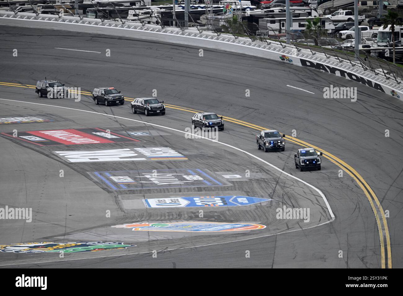 President Donald Trump, third from left, arrives in the presidential ...