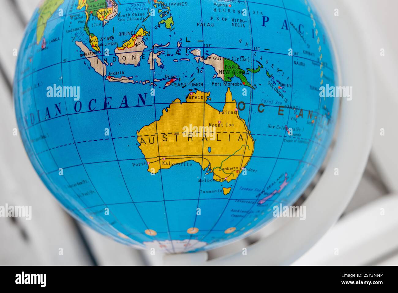Australia and Oceania on a Globe Stock Photo