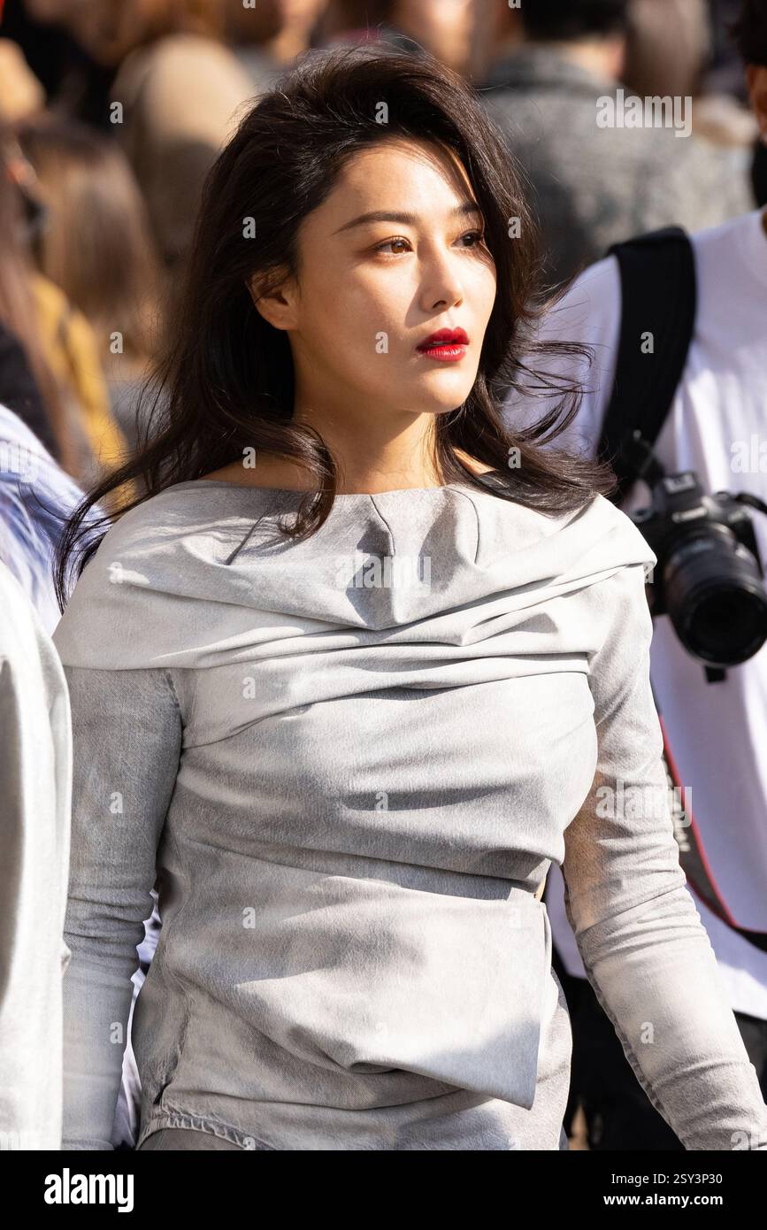 Xinyu Zhang is seen at the Diesel fashion show during the Milan Fashion ...