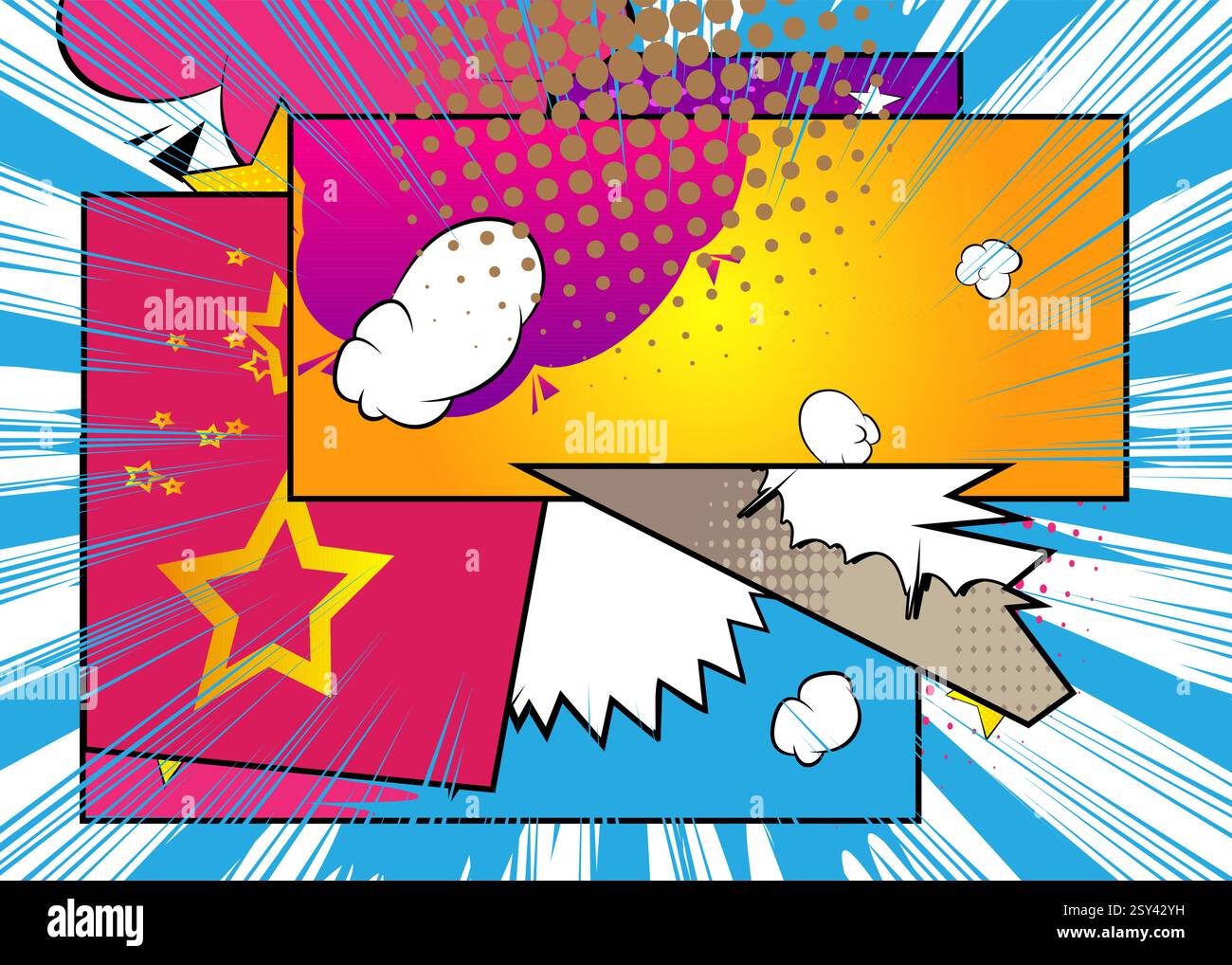 Cartoon background, comic book backdrop. Retro vector comics pop art ...