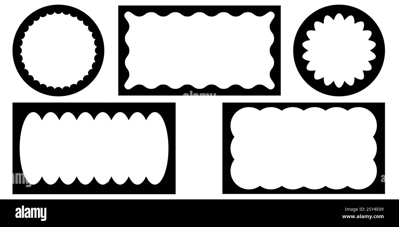 Hand drawn lace inner scalloped frames. Square, round and rectangle ...