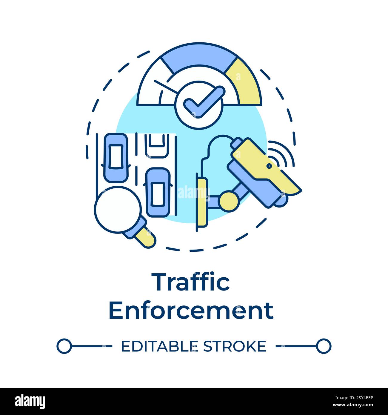 Traffic enforcement multi color concept icon Stock Vector