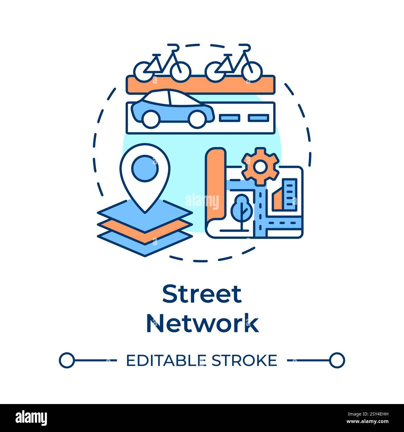 Street network multi color concept icon Stock Vector Image & Art - Alamy