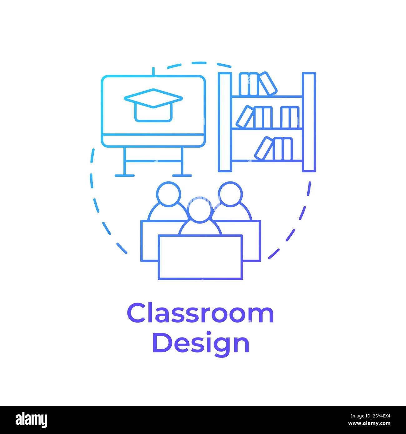 Classroom design blue gradient concept icon Stock Vector