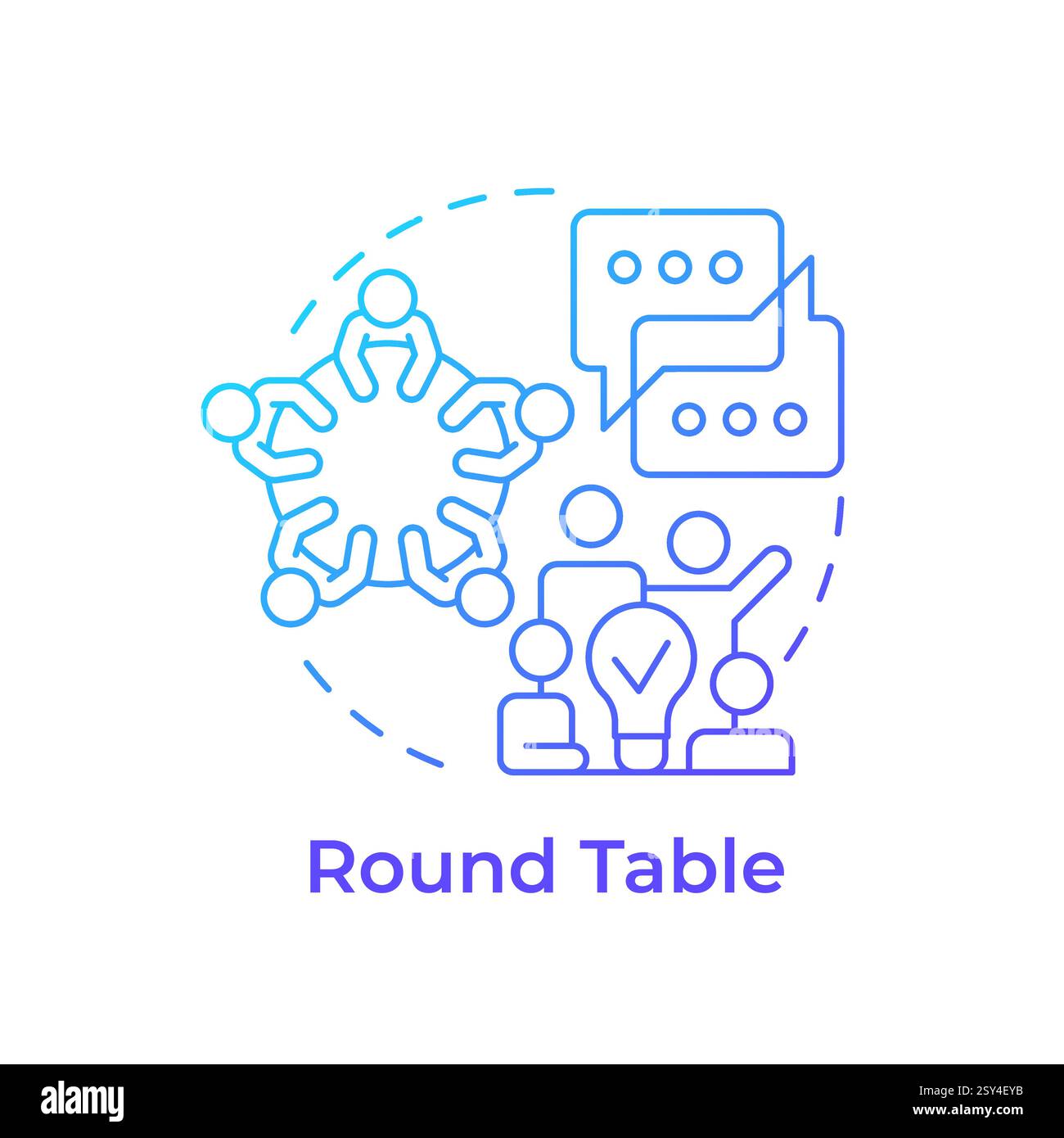 Round table blue gradient concept icon Stock Vector