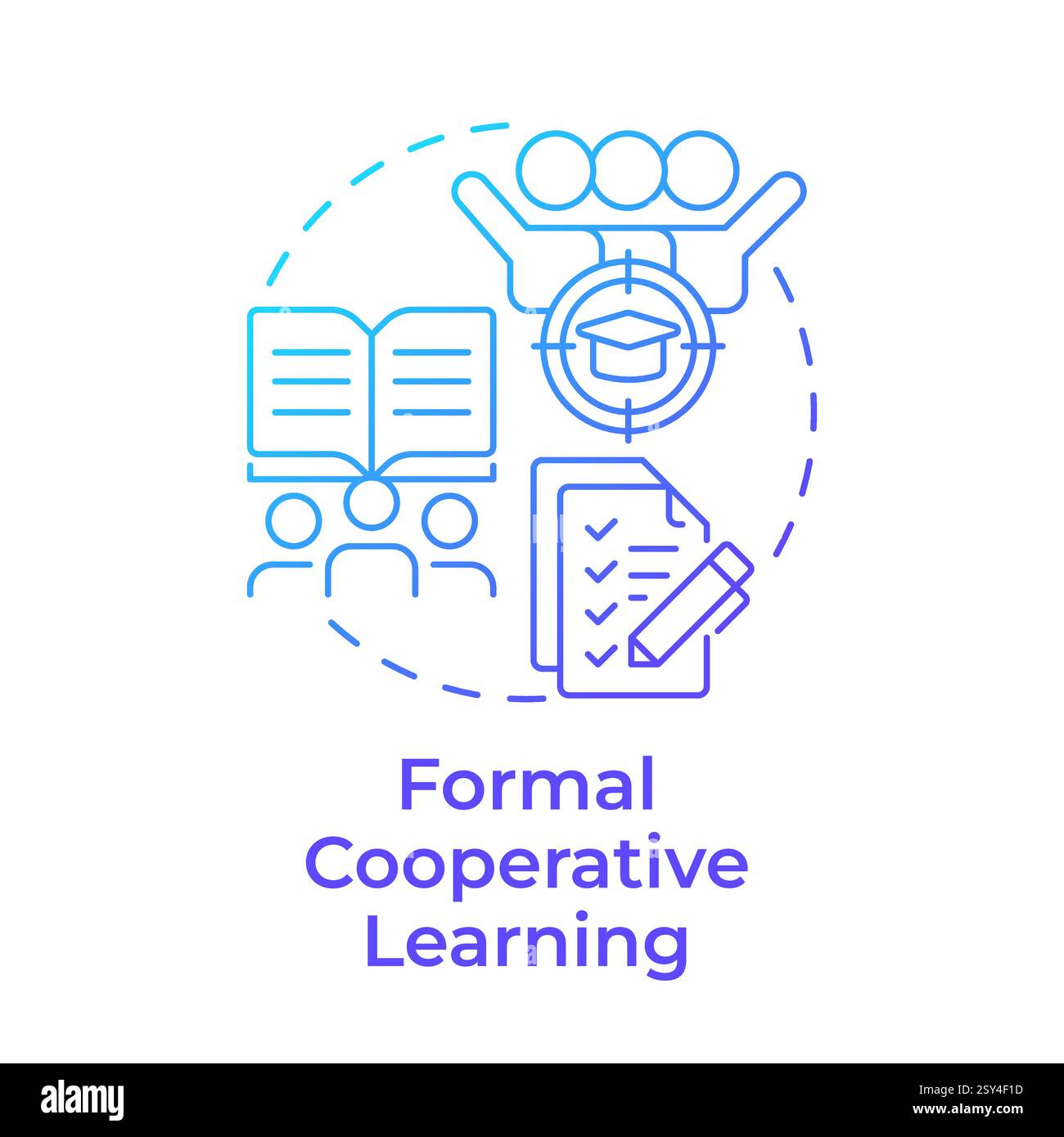 Formal cooperative learning blue gradient concept icon Stock Vector