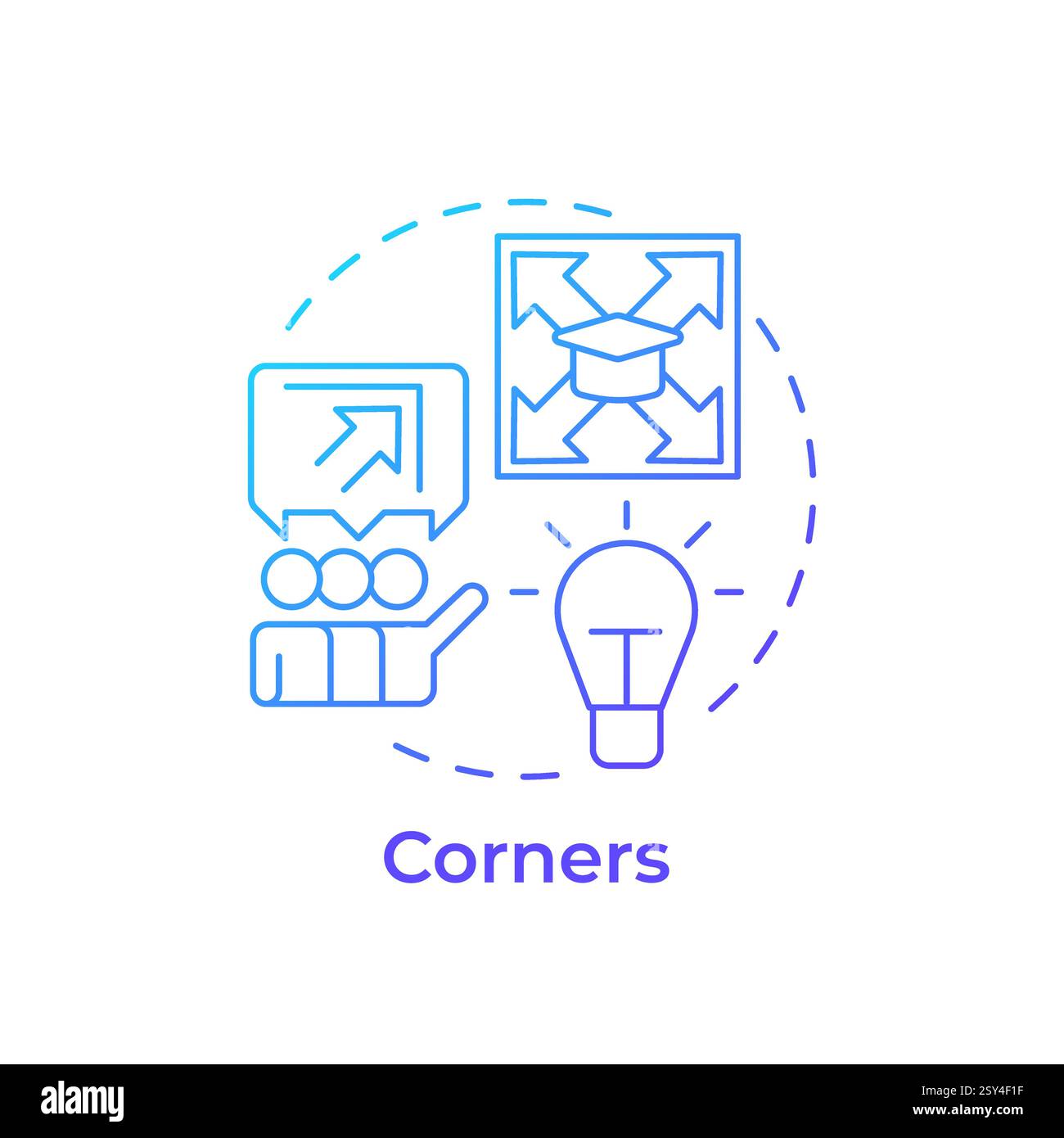 Corners blue gradient concept icon Stock Vector