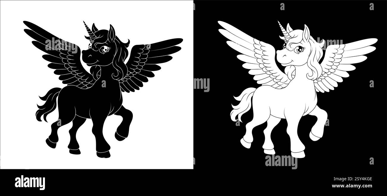 Unicorn Pegasus Wings Horn Horse Animal Cartoon Stock Vector Image