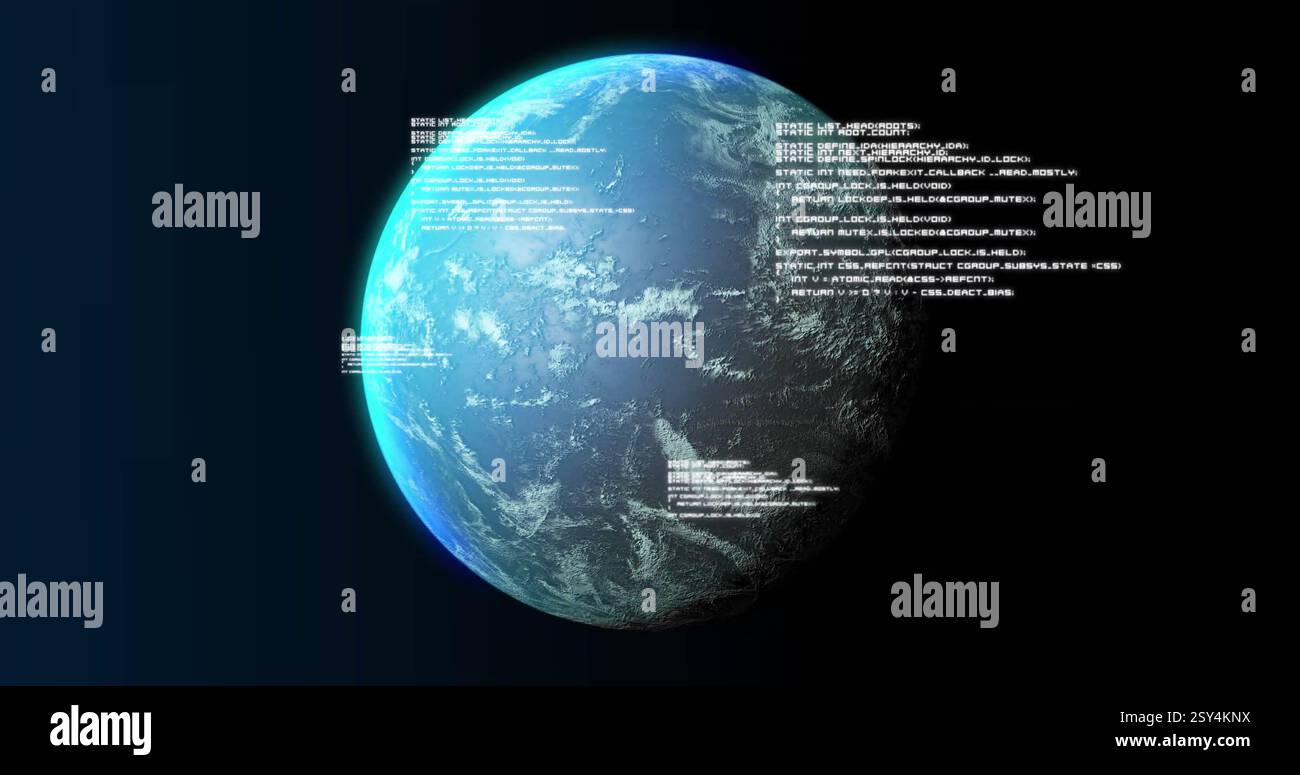Image of data processing over globe Stock Photo