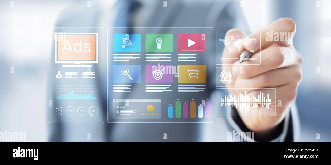 Digital Advertising and Marketing Strategy Illustrated on Virtual ...