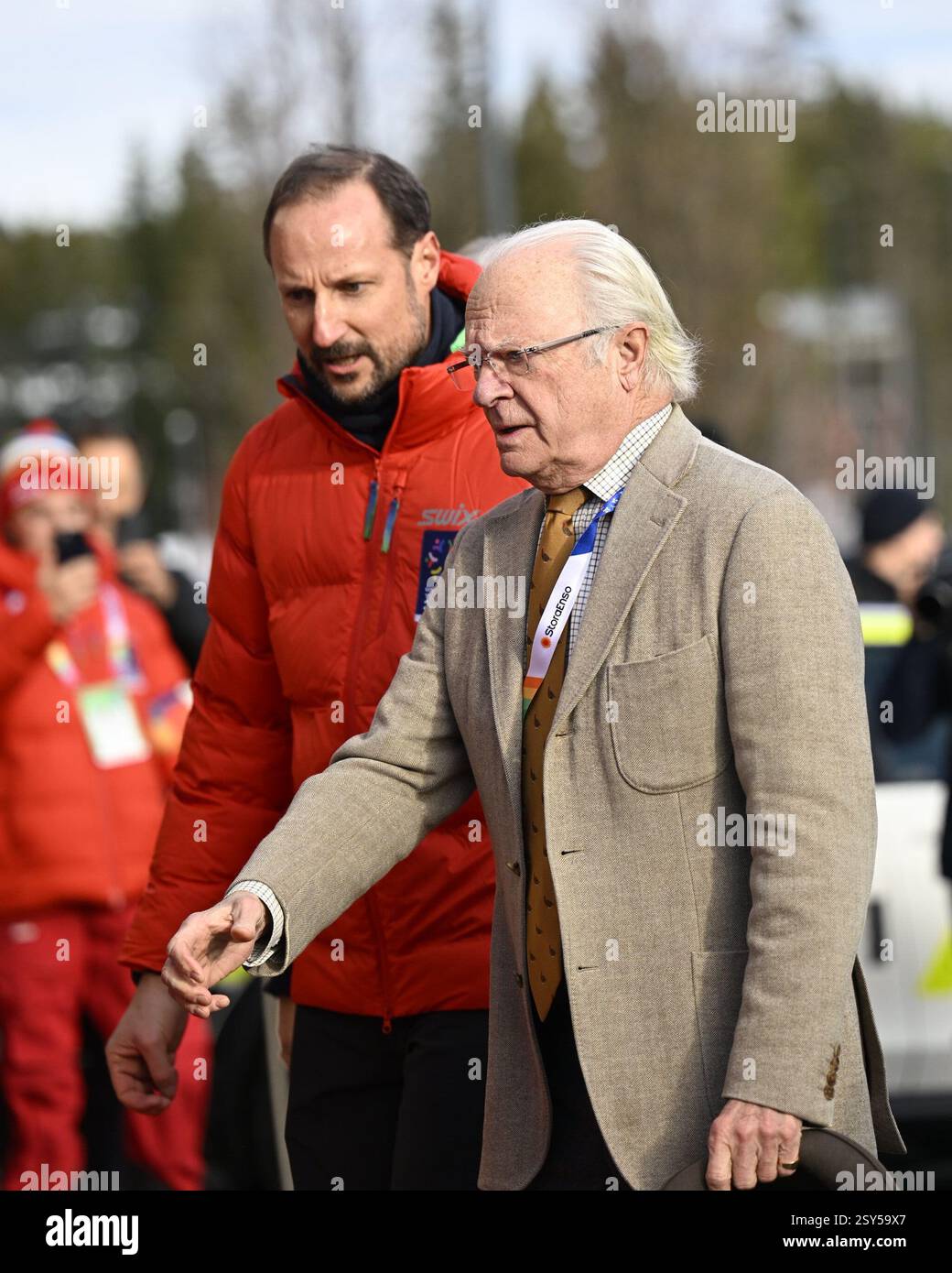 Trondheim Norway 27th Feb 2025 King Carl Gustaf Of Sweden Is Trondheim Norway 27th Feb 2025 King Carl Gustaf Of Sweden Is Welcomed By Norways Crown Prince Haakon As He Arrives For The World Ski Championships In Trondheim Norway On February 27 2025photo Fredrik Sandbergttcode 10080 Credit Tt News Agencyalamy Live News 2SY59X7